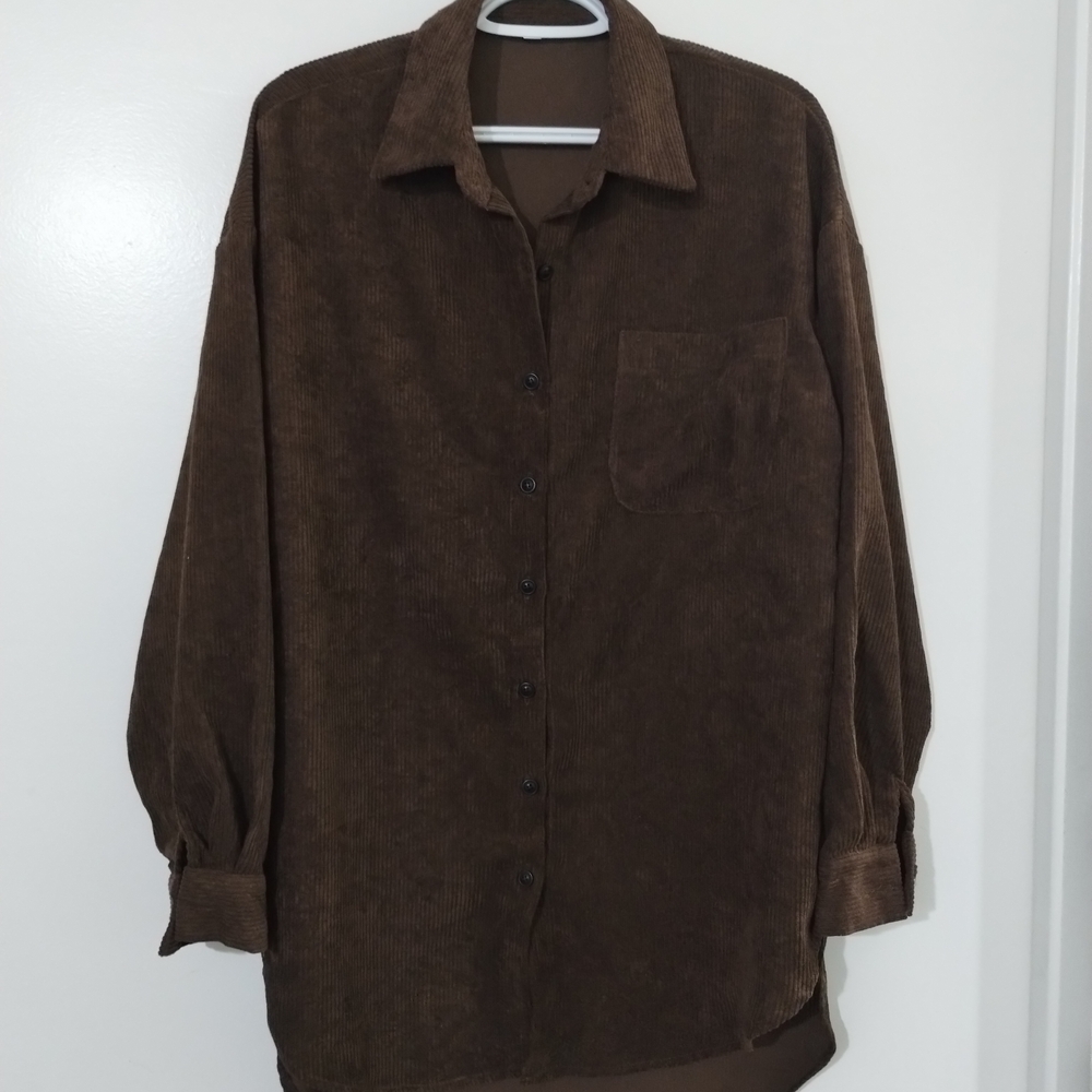 SHEIN Brown Button Down Shirt
